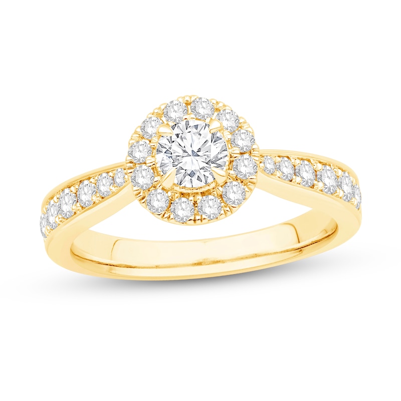 Main Image 1 of 1 CT. T.W. Diamond Frame Pinched Shank Engagement Ring in 14K Gold