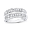 Thumbnail Image 1 of 1/2 CT. T.W. Baguette and Round Diamond Multi-Row Vintage-Style Anniversary Band in 10K White Gold