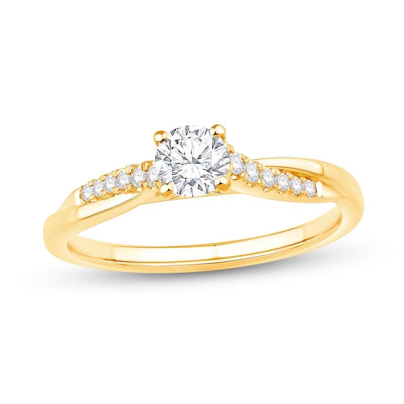 Main Image 1 of 1/2 CT. T.W. Diamond Twist Shank Engagement Ring in 14K Gold