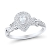 Thumbnail Image 1 of 1/3 CT. T.W. Pear-Shaped Diamond Double Frame Scrolling Vine Vintage-Style Engagement Ring in 14K White Gold