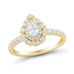 3/4 CT. T.W. Pear-Shaped Diamond Double Frame Engagement Ring in 14K Gold