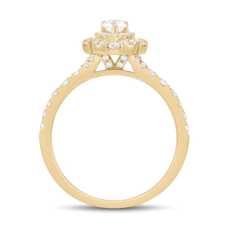 Main Image 2 of 3/4 CT. T.W. Pear-Shaped Diamond Double Frame Engagement Ring in 14K Gold