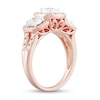 Thumbnail Image 2 of 1 CT. T.W. Diamond Cushion Frame Past Present Future® Double Row Shank Engagement Ring in 14K Rose Gold