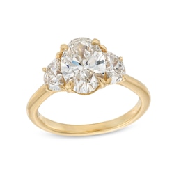 2-5/8 CT. T.W. Oval and Half-Moon Certified Lab-Created Diamond Three Stone Engagement Ring in 14K Gold (F/VS2)
