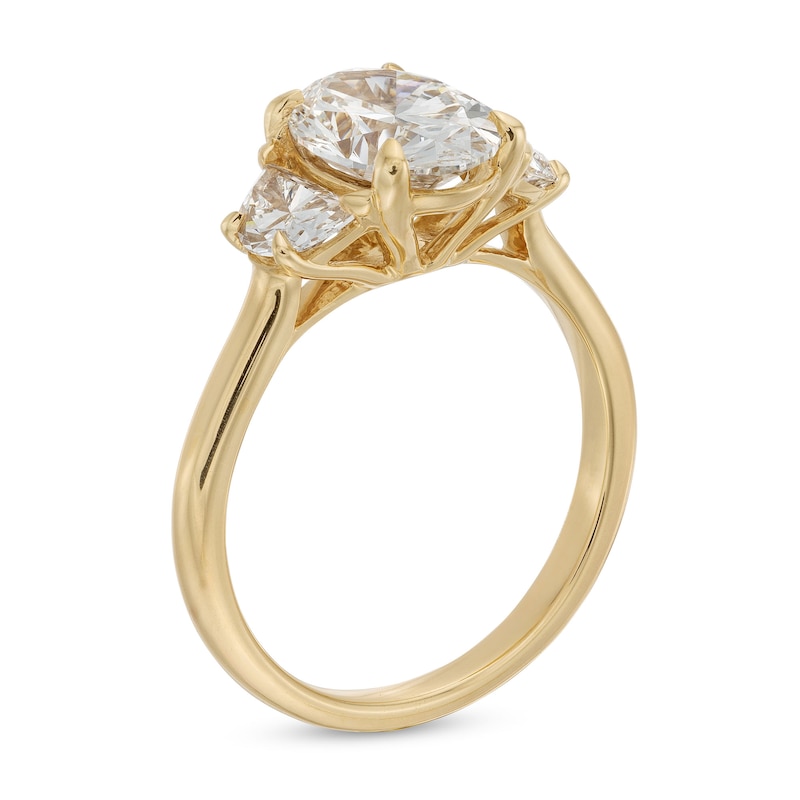 Main Image 3 of 2-5/8 CT. T.W. Oval and Half-Moon Certified Lab-Created Diamond Three Stone Engagement Ring in 14K Gold (F/VS2)