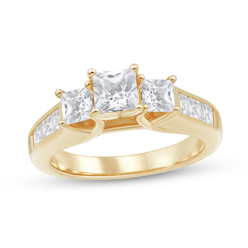 Main Image 1 of 2 CT. T.W. Princess-Cut Diamond Past Present Future® Channel Shank Engagement Ring in 14K Gold