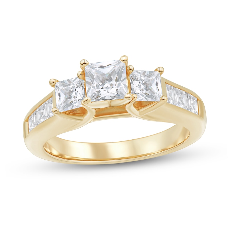 Main Image 2 of 2 CT. T.W. Princess-Cut Diamond Past Present Future® Channel Shank Engagement Ring in 14K Gold