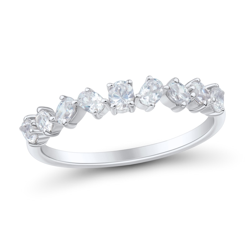 Main Image 1 of 1/2 CT. T.W. Oval Diamond Nine Stone Alternating Anniversary Band in 14K White Gold