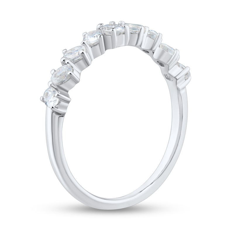 Main Image 2 of 1/2 CT. T.W. Oval Diamond Nine Stone Alternating Anniversary Band in 14K White Gold