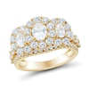 Thumbnail Image 1 of 3 CT. T.W. Oval Diamond Frame Past Present Future® Multi-Row Engagement Ring in 14K Gold