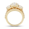 Thumbnail Image 2 of 3 CT. T.W. Oval Diamond Frame Past Present Future® Multi-Row Engagement Ring in 14K Gold