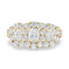 Thumbnail Image 3 of 3 CT. T.W. Oval Diamond Frame Past Present Future® Multi-Row Engagement Ring in 14K Gold