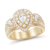 Thumbnail Image 1 of 2 CT. T.W. Pear-Shaped Diamond Double Frame Past Present Future® Multi-Row Engagement Ring in 14K Gold