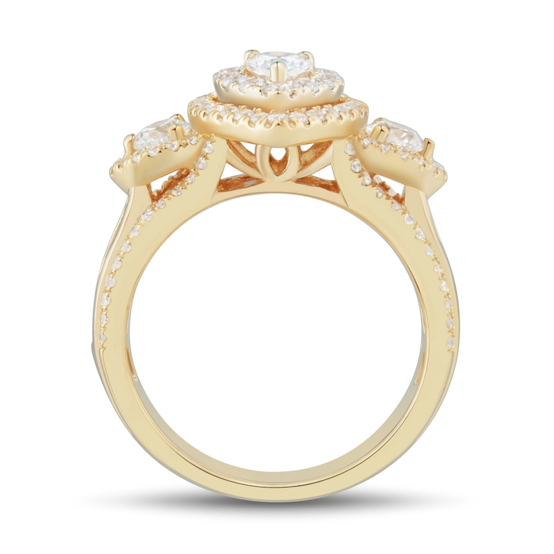 Main Image 2 of 2 CT. T.W. Pear-Shaped Diamond Double Frame Past Present Future® Multi-Row Engagement Ring in 14K Gold