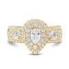 Thumbnail Image 3 of 2 CT. T.W. Pear-Shaped Diamond Double Frame Past Present Future® Multi-Row Engagement Ring in 14K Gold