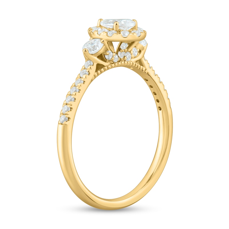 Main Image 2 of 3/4 CT. T.W. Pear-Shaped and Round Diamond Frame Past Present Future® Engagement Ring in 14K Gold