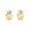 Thumbnail Image 1 of 9.0mm Golden South Sea Cultured Pearl and 1/20 CT. T.W. Diamond Leaf-Top Stud Earrings in 14K Gold