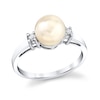 Thumbnail Image 1 of 7.0mm Freshwater Cultured Pearl and 1/15 CT. T.W. Diamond Three Stone Ring in 14K White Gold