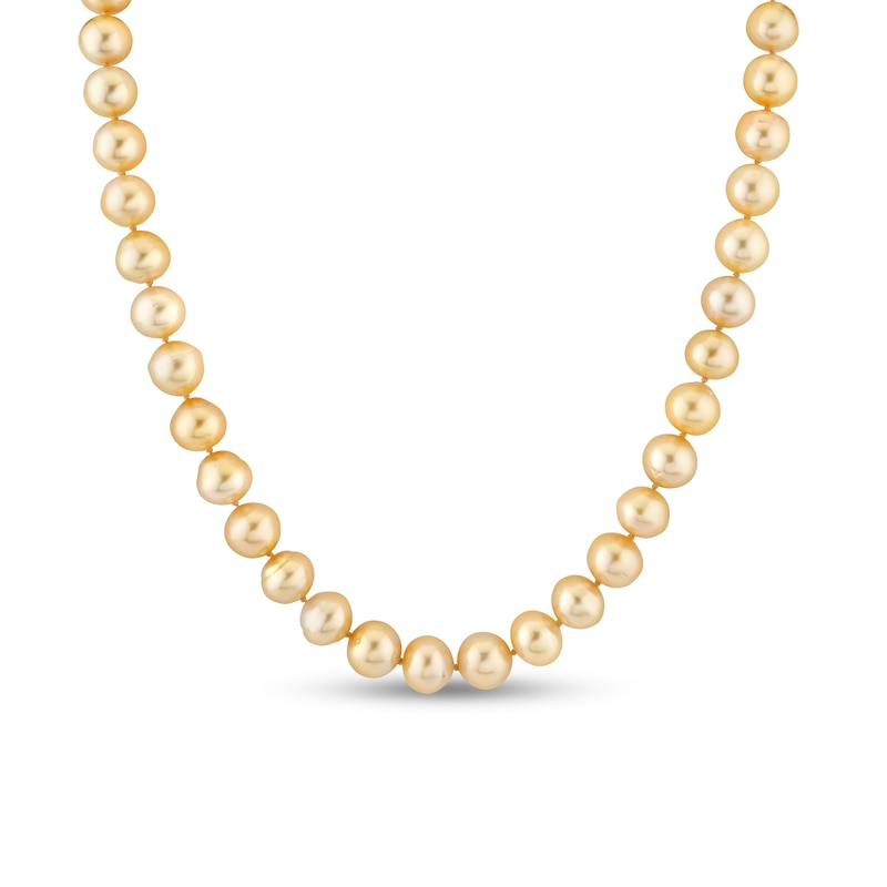 Main Image 1 of 8.0-9.5mm Golden South Sea Cultured Pearl Strand Necklace in 14K Gold - 17.5”