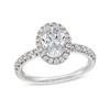 Thumbnail Image 0 of 2 CT. T.W. Oval Certified Lab-Created Diamond Frame Engagement Ring in 14K White Gold (F/VS2)