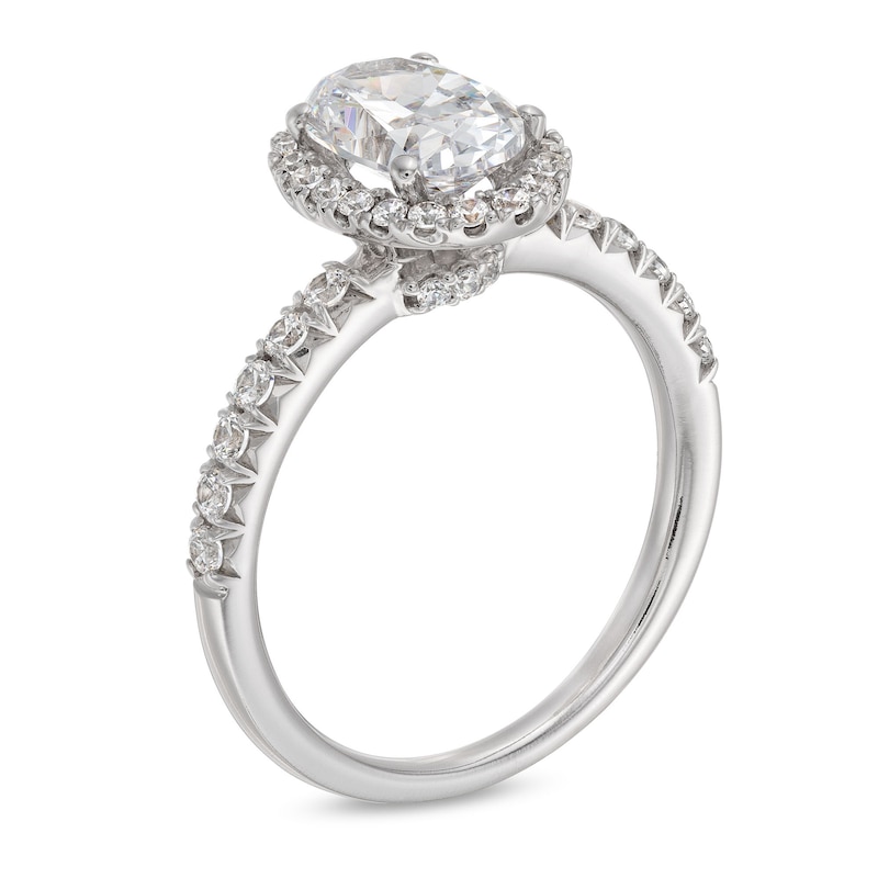 2 CT. T.W. Oval Certified Lab-Created Diamond Frame Engagement Ring in 14K White Gold (F/VS2)
