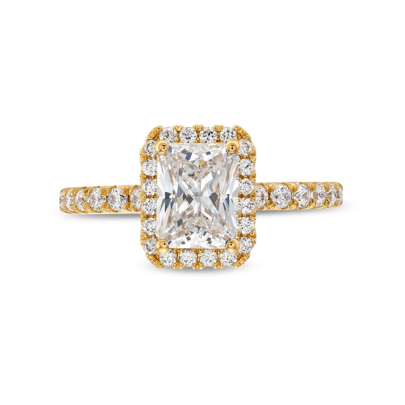 2 CT. T.W. Radiant-Cut Certified Lab-Created Diamond Frame Engagement Ring in 14K Gold (F/VS2)