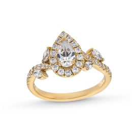 1-1/4 CT. T.W. Pear-Shaped Diamond Frame Leaf Shank Engagement Ring in 14K Gold