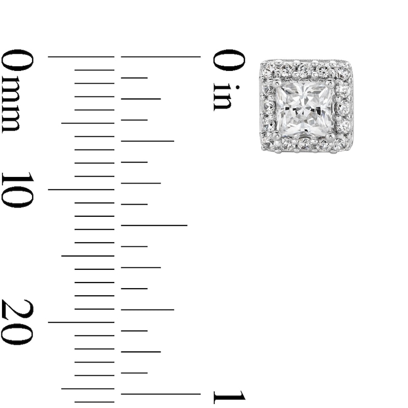 Main Image 2 of 1 CT. T.W. Princess-Cut Certified Lab-Created Diamond Frame Stud Earrings in 14K White Gold (F/SI2)