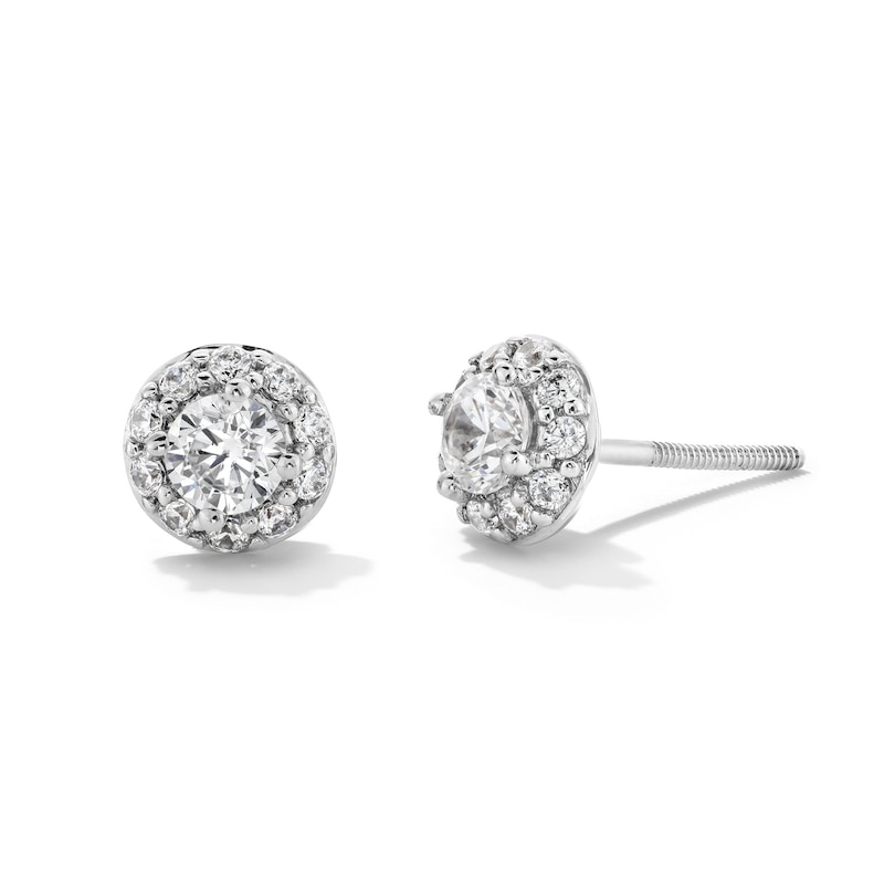 Main Image 1 of 1/2 CT. T.W. Certified Lab-Created Diamond Frame Stud Earrings in 14K White Gold (F/SI2)