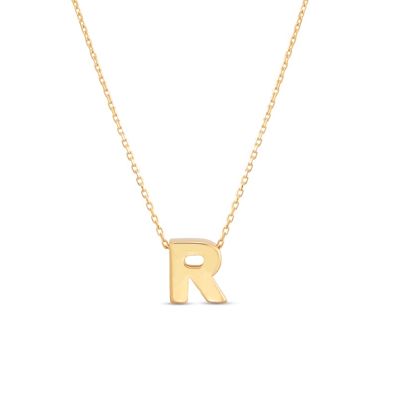 Main Image 1 of Single Initial “R” Pendant in Solid 10K Gold