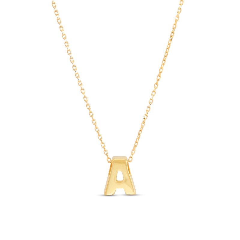 Main Image 1 of Single Initial “A” Pendant in Solid 10K Gold