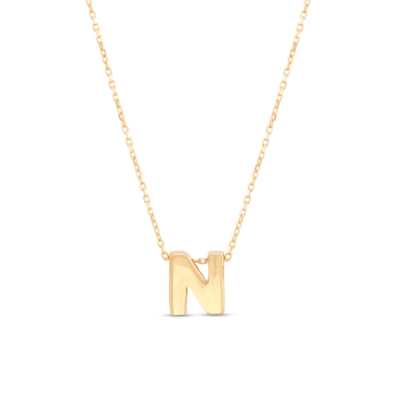 Main Image 1 of Single Initial “N” Pendant in Solid 10K Gold