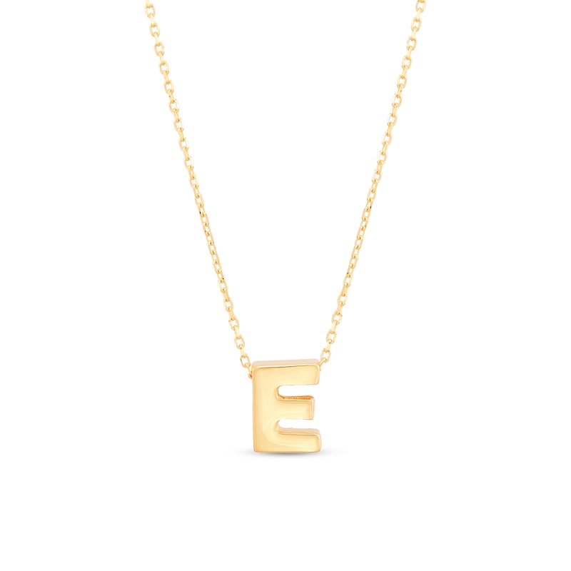 Main Image 1 of Single Initial “E” Pendant in Solid 10K Gold