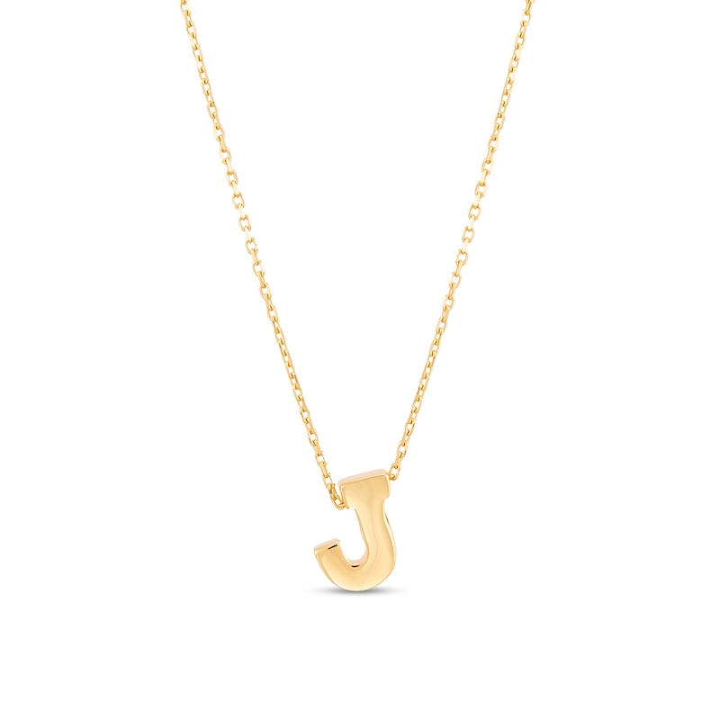 Main Image 1 of Single Initial “J” Pendant in Solid 10K Gold