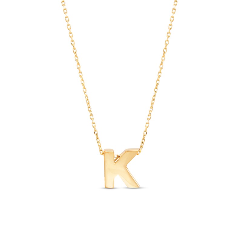 Main Image 1 of Single Initial “K” Pendant in Solid 10K Gold