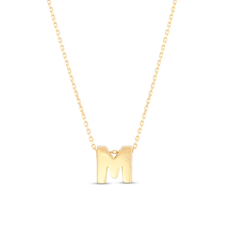 Main Image 1 of Single Initial “M” Pendant in Solid 10K Gold