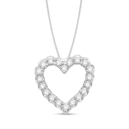 1/5 CT. T.W. Diamond Scallop Edge Heart Pendant in 10K White Gold