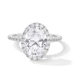 3-1/2 CT. T.W. Oval Certified Lab-Created Diamond Frame Engagement Ring in 14K White Gold (F/VS2)