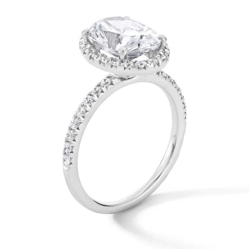 Main Image 2 of 3-1/2 CT. T.W. Oval Certified Lab-Created Diamond Frame Engagement Ring in 14K White Gold (F/VS2)