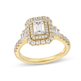 Vera Wang Love Collection 1-1/2 CT. T.W. Emerald-Cut Diamond Double Frame Stepped Collar Engagement Ring in 14K Gold