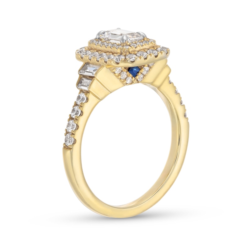 Main Image 3 of Vera Wang Love Collection 1-1/2 CT. T.W. Emerald-Cut Diamond Double Frame Stepped Collar Engagement Ring in 14K Gold