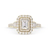 Thumbnail Image 4 of Vera Wang Love Collection 1-1/2 CT. T.W. Emerald-Cut Diamond Double Frame Stepped Collar Engagement Ring in 14K Gold