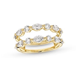 1-1/2 CT. T.W. Marquise and Round Certified Lab-Created Diamond Alternating Solitaire Enhancer in 14K Gold (F/VS2)