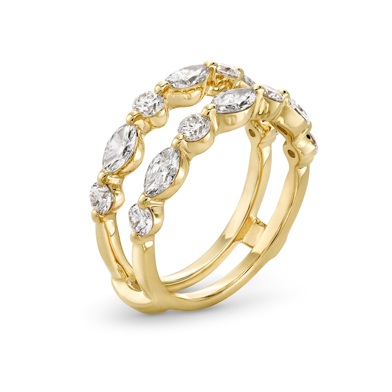 1-1/2 CT. T.W. Marquise and Round Certified Lab-Created Diamond Alternating Solitaire Enhancer in 14K Gold (F/VS2)