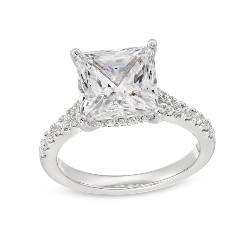 Main Image 1 of 4-1/2 CT. T.W. Princess-Cut Certified Lab-Created Diamond Split Shank Engagement Ring in 14K White Gold (F/SI2)