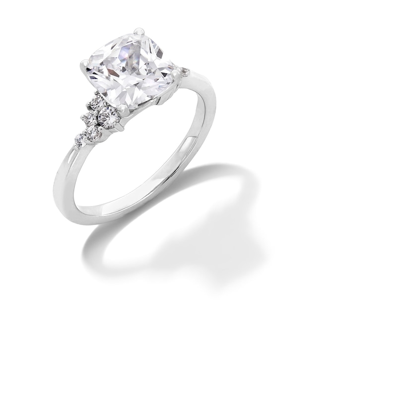 2-1/4 CT. T.W. Cushion-Cut Certified Lab-Created Diamond Scatter Engagement Ring in 14K White Gold (F/VS2)