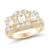 Thumbnail Image 0 of 2-1/2 CT. T.W. Emerald-Cut Diamond Past Present Future® Frame Triple Row Engagement Ring in 14K Gold