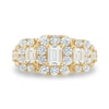 Thumbnail Image 1 of 2-1/2 CT. T.W. Emerald-Cut Diamond Past Present Future® Frame Triple Row Engagement Ring in 14K Gold