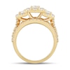 Thumbnail Image 2 of 2-1/2 CT. T.W. Emerald-Cut Diamond Past Present Future® Frame Triple Row Engagement Ring in 14K Gold