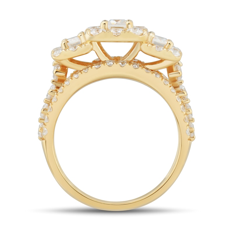 2-1/2 CT. T.W. Emerald-Cut Diamond Past Present Future® Frame Triple Row Engagement Ring in 14K Gold